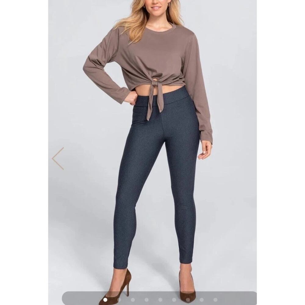 Honeylove Pants Womens Large EverReady Stormy Blue Pull On‎ Slimming Shaping